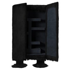 Black Raw Cabinet with Furry Goatskin Offcuts by Atelier V&F