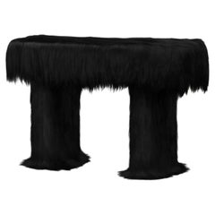 Black Raw Console with Furry Goatskin Offcuts by Atelier V&F
