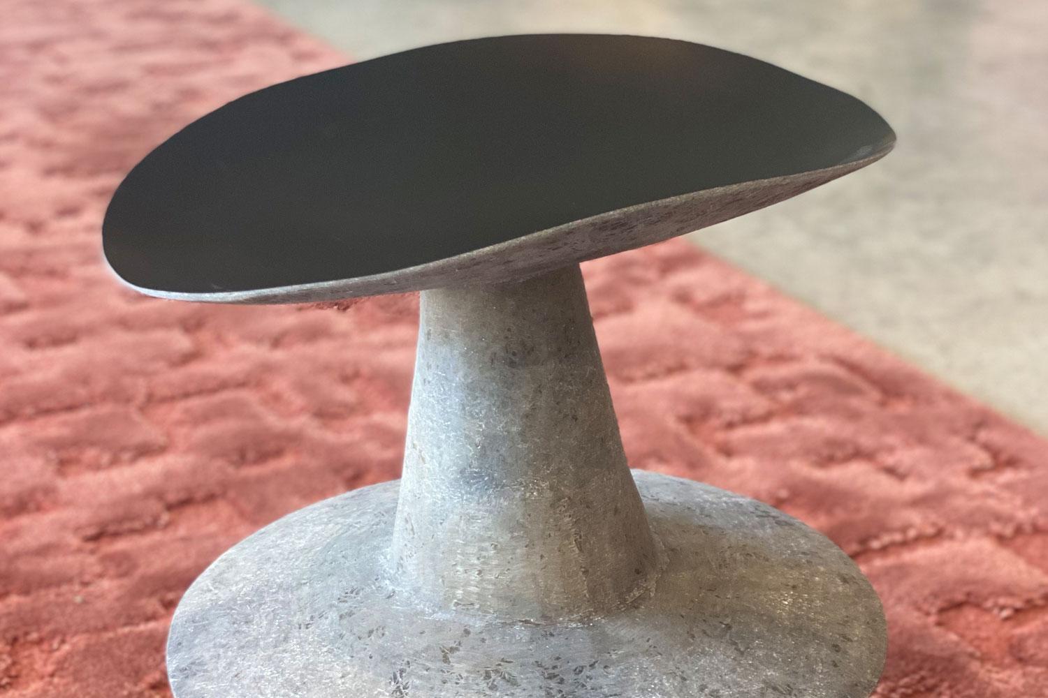 Cast Black Raw Fiberglass Table Top Unda High Sculpture, Imperfetto For Sale