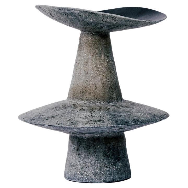 Plateau de table en fibre de verre brute noire Sculpture haute Unda, Imperfetto en vente