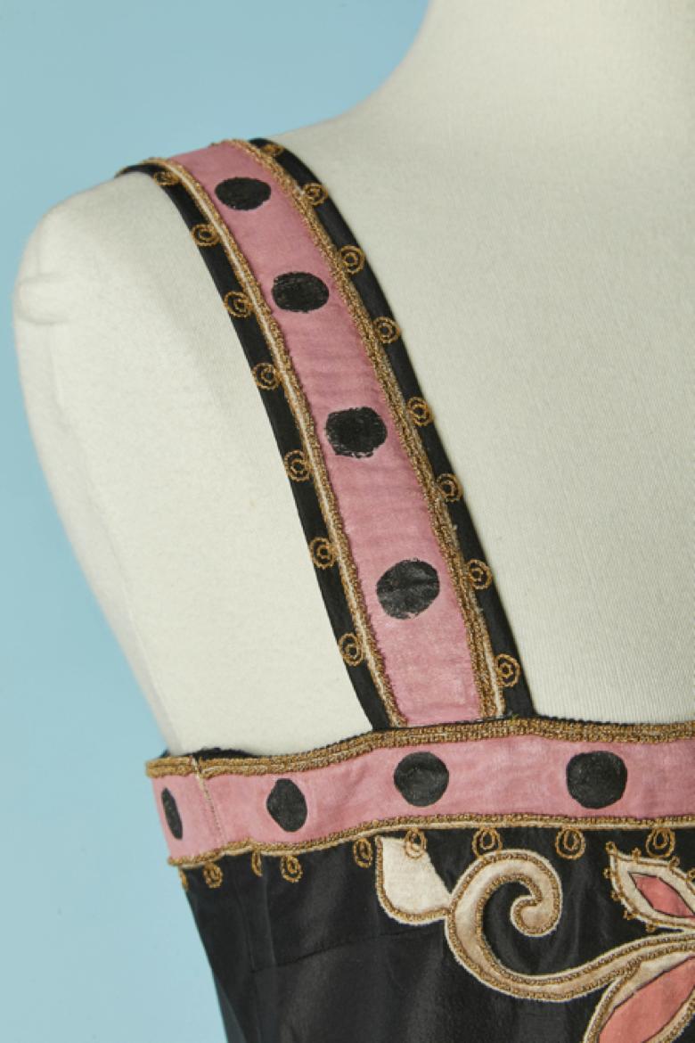 Nero Abito nero in seta grezza con applicazioni CHRISTIAN DIOR in vendita
