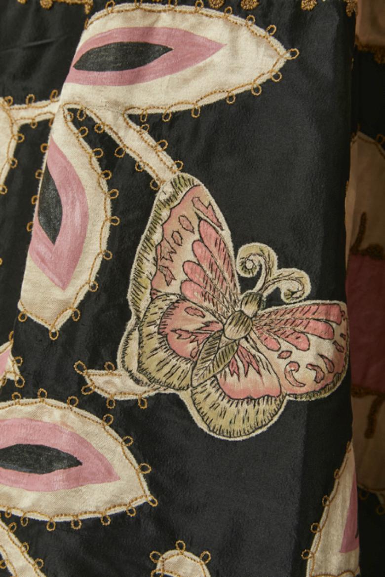 Abito nero in seta grezza con applicazioni CHRISTIAN DIOR in vendita 1