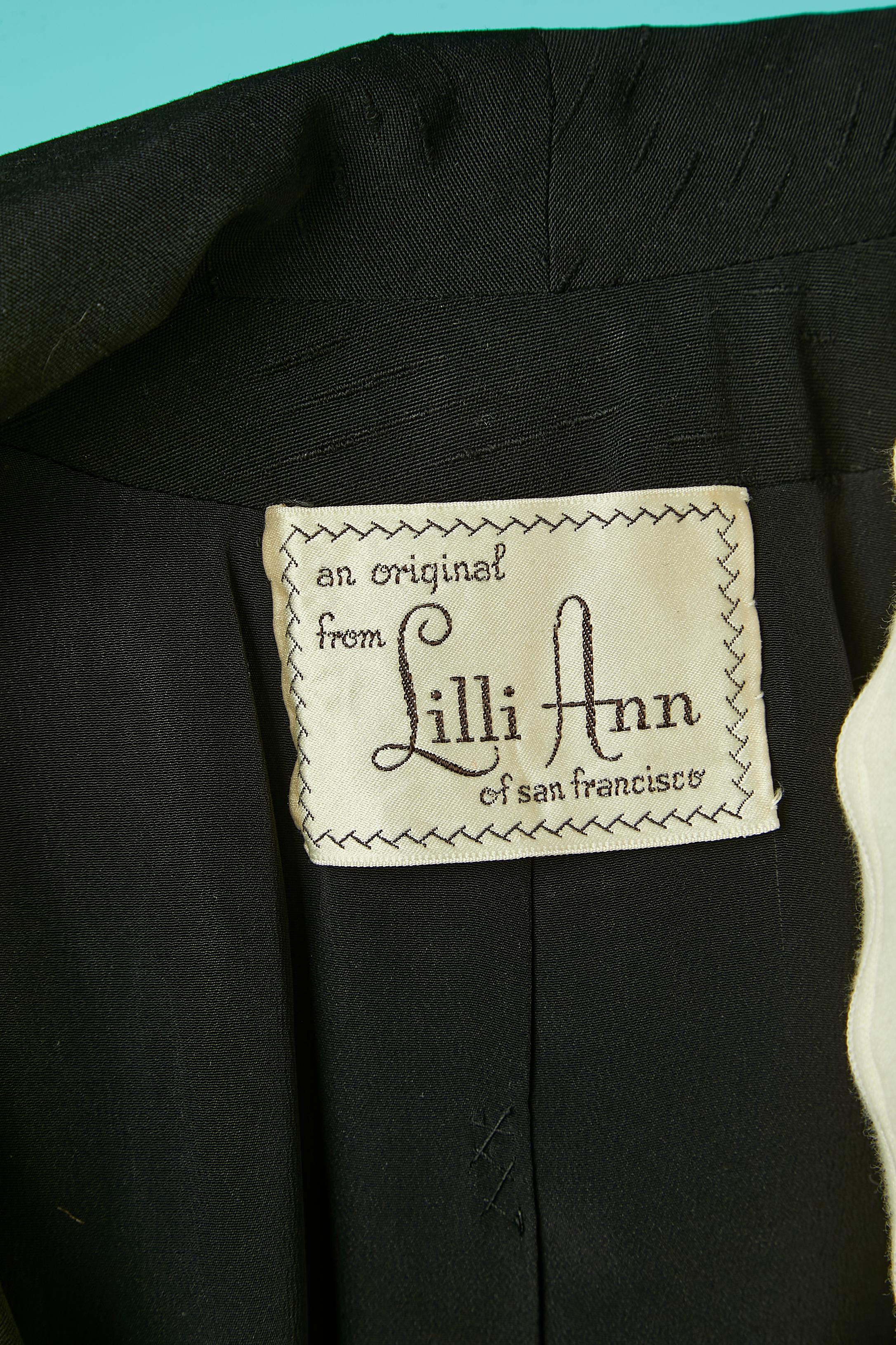 Combinaison jupe en soie brute noire avec perlage et manches bouillonnantes The Lilly Ann  en vente 5