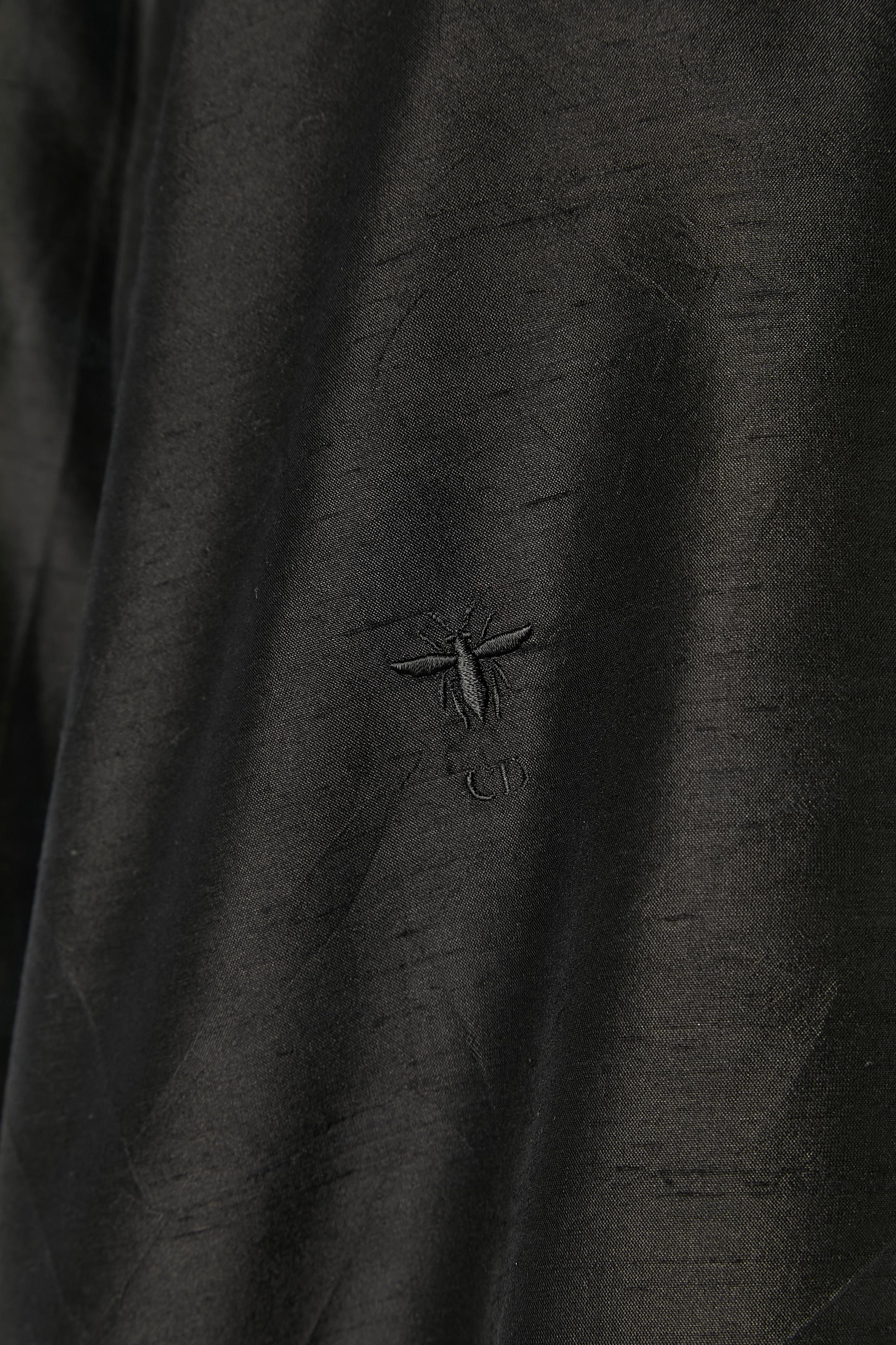 Nero Tunica nera in seta grezza CHRISTIAN DIOR in vendita