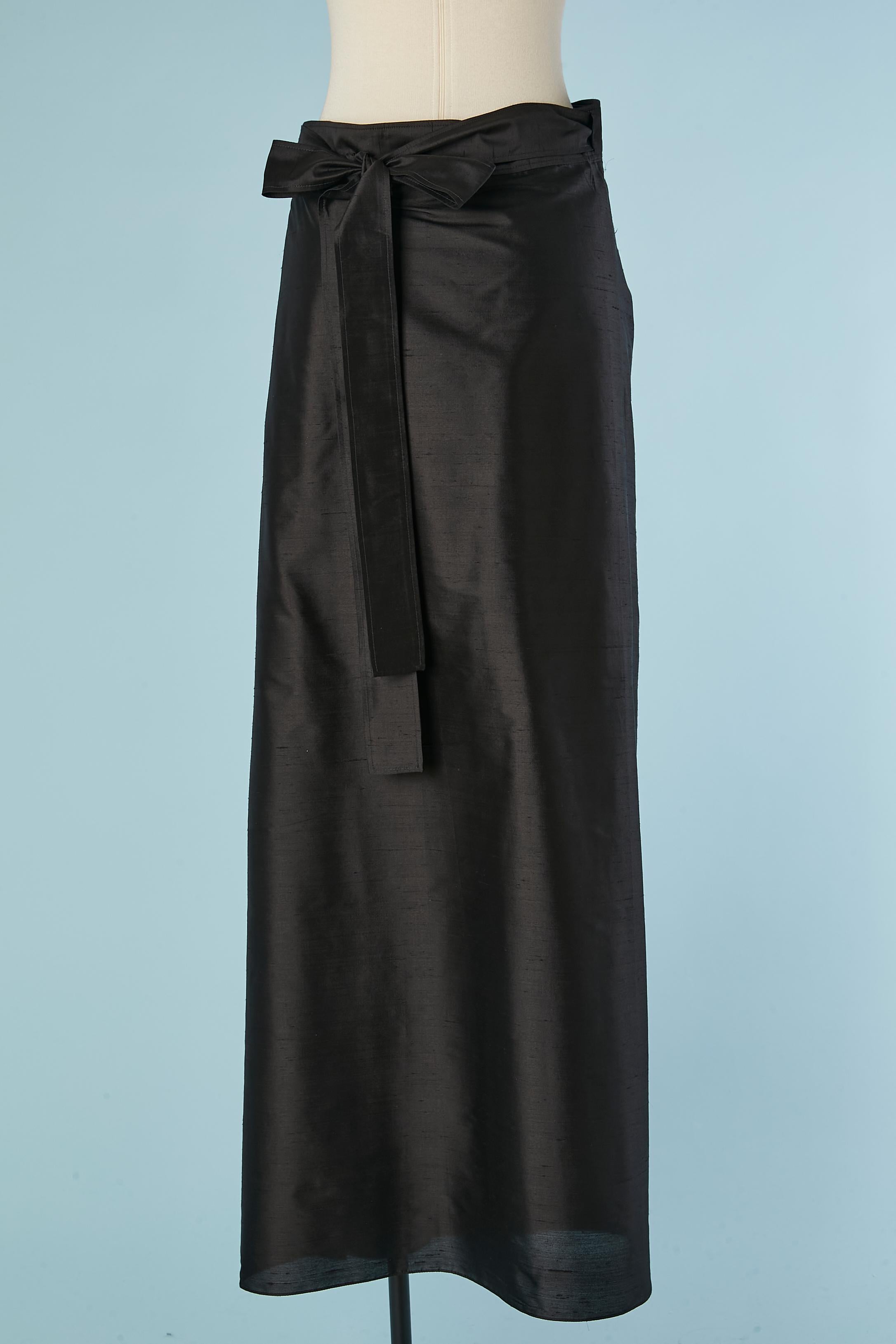 Falda larga de seda cruda negra CHRISTIAN DIOR en Nuevo estado para la venta en Saint-Ouen-Sur-Seine, FR