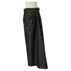 Schwarzer langer Wickelrock aus Rohseide CHRISTIAN DIOR