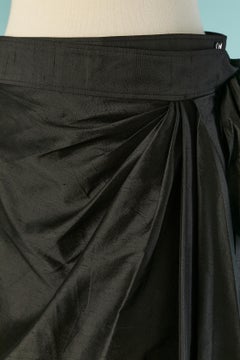 Black raw silk wrapped pleated skirt CHRISTIAN DIOR