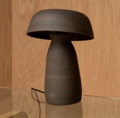 Black Raw Small Mushroom Lamp by Nick Pourfard