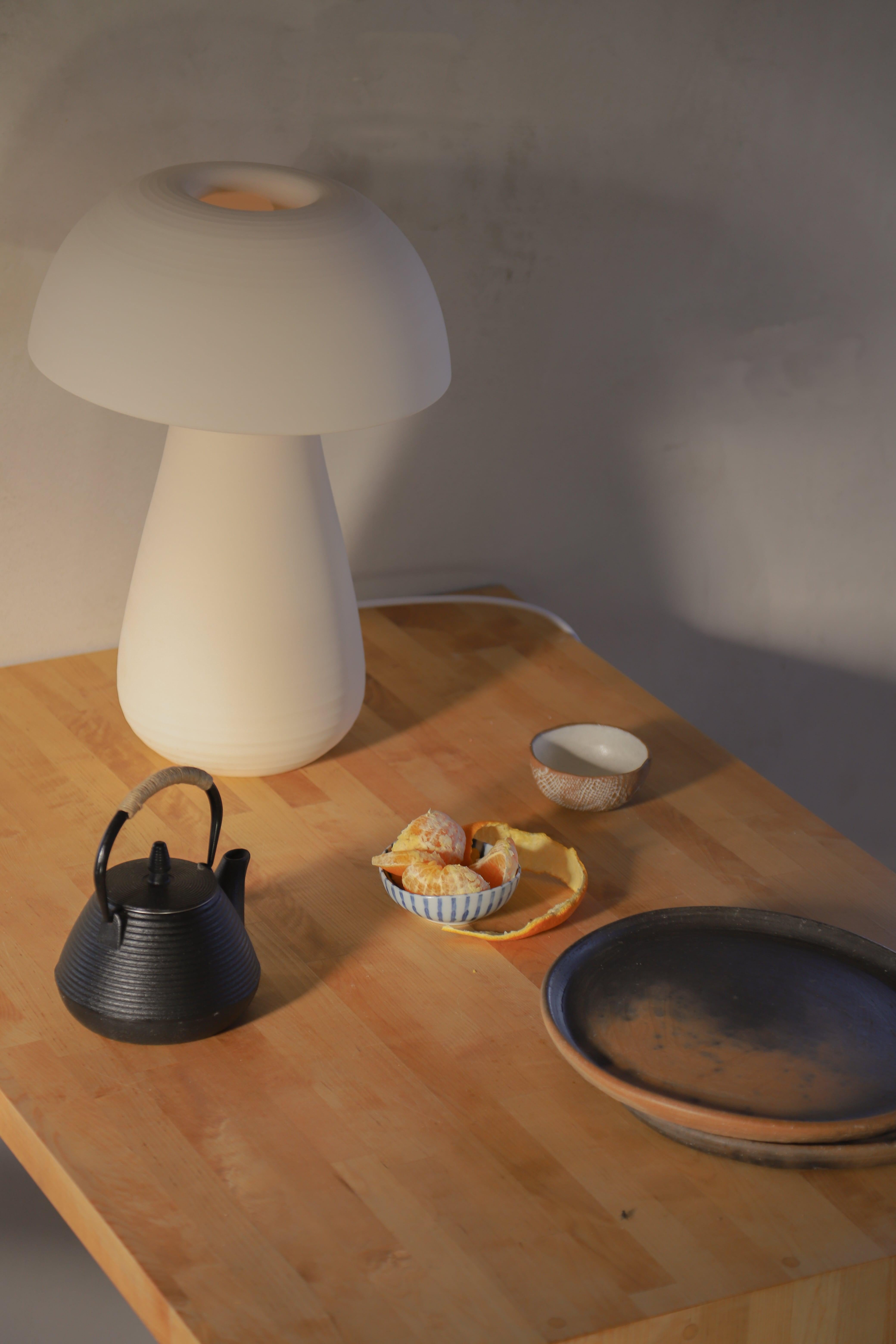 Hand-Crafted Black Raw Small Mushroom Lamp by Nick Pourfard For Sale