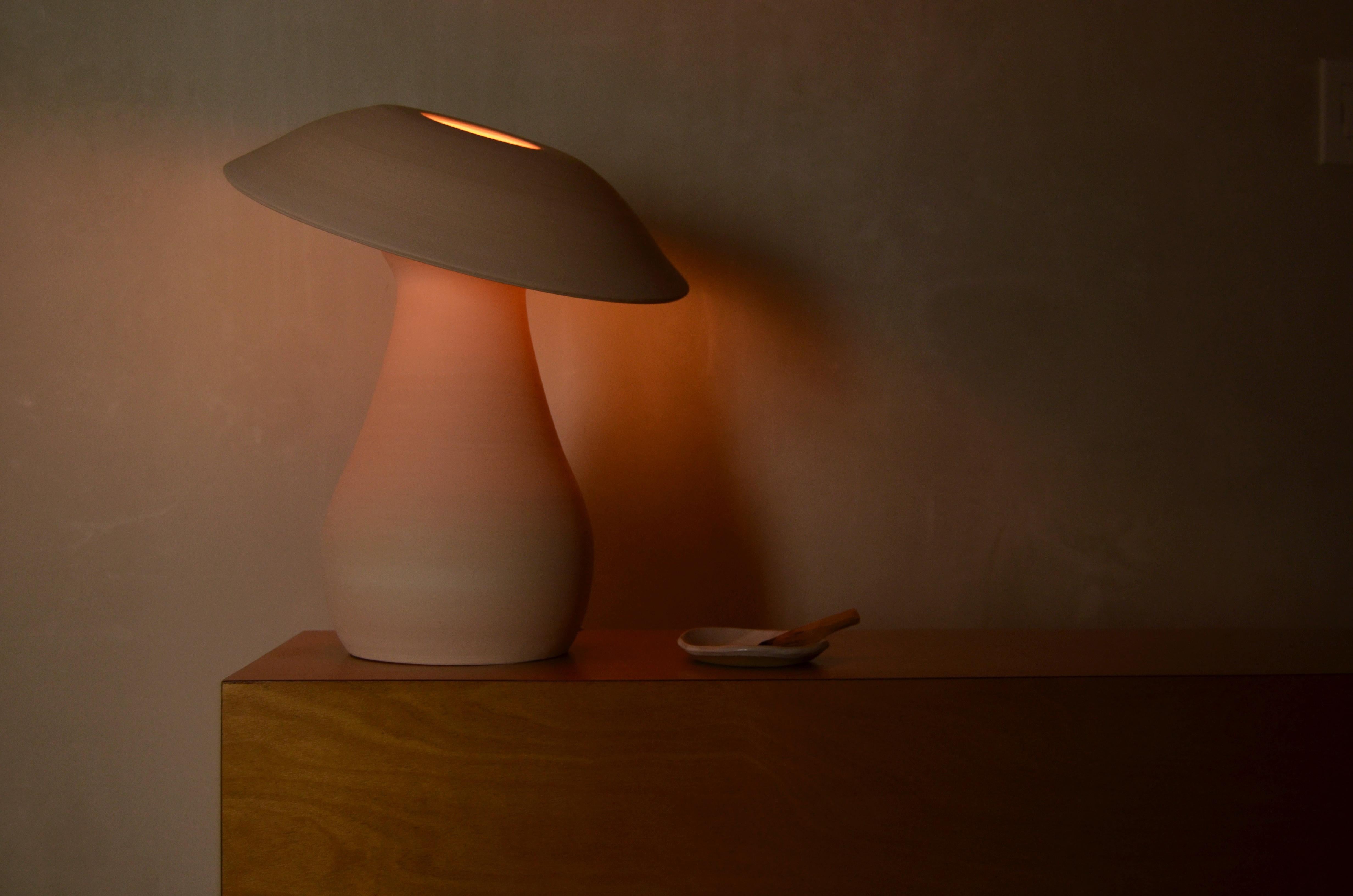 Contemporary Black Raw Small Mushroom Lamp by Nick Pourfard For Sale