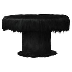 Black Raw Table with Furry Goatskin Offcuts by Atelier V&F