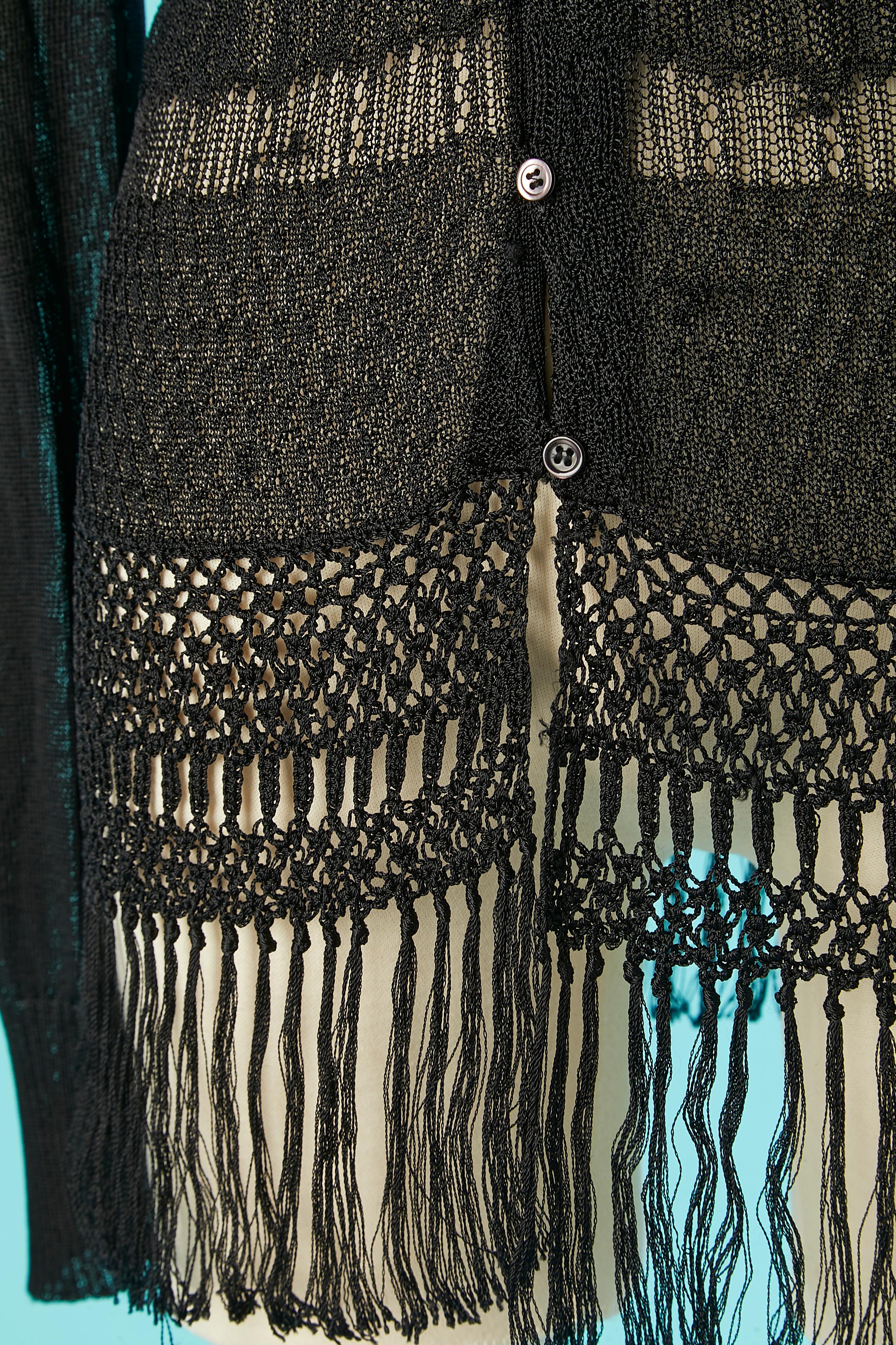 Black rayon cardigan ended with fringes Christian Lacroix Bazar  In Excellent Condition In Saint-Ouen-Sur-Seine, FR