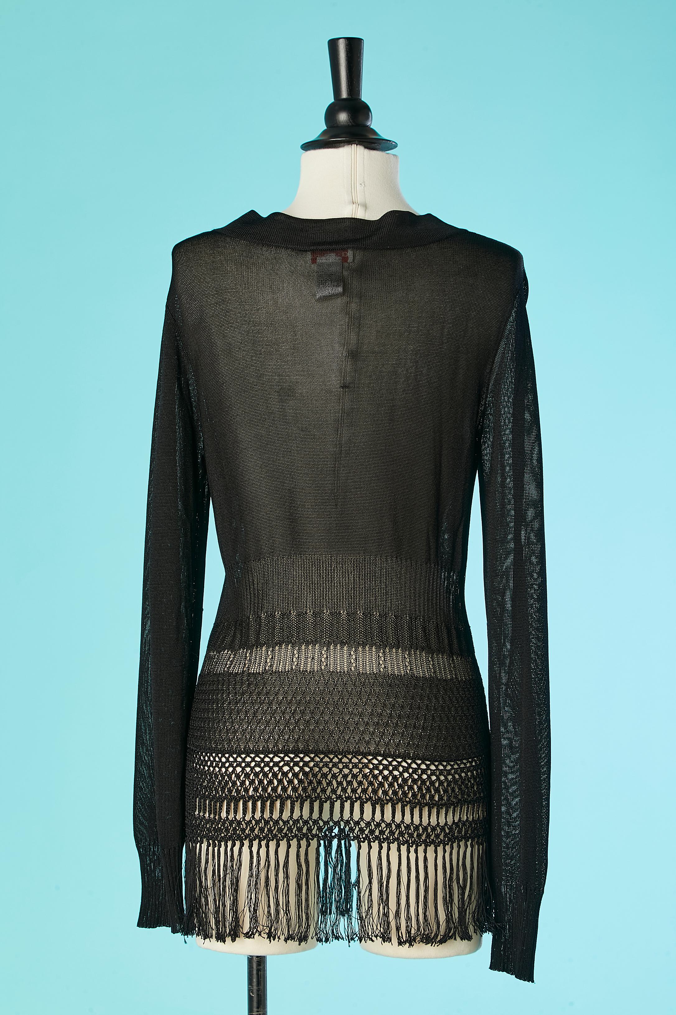 Black rayon cardigan ended with fringes Christian Lacroix Bazar  1