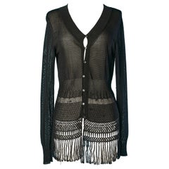 Black rayon cardigan ended with fringes Christian Lacroix Bazar