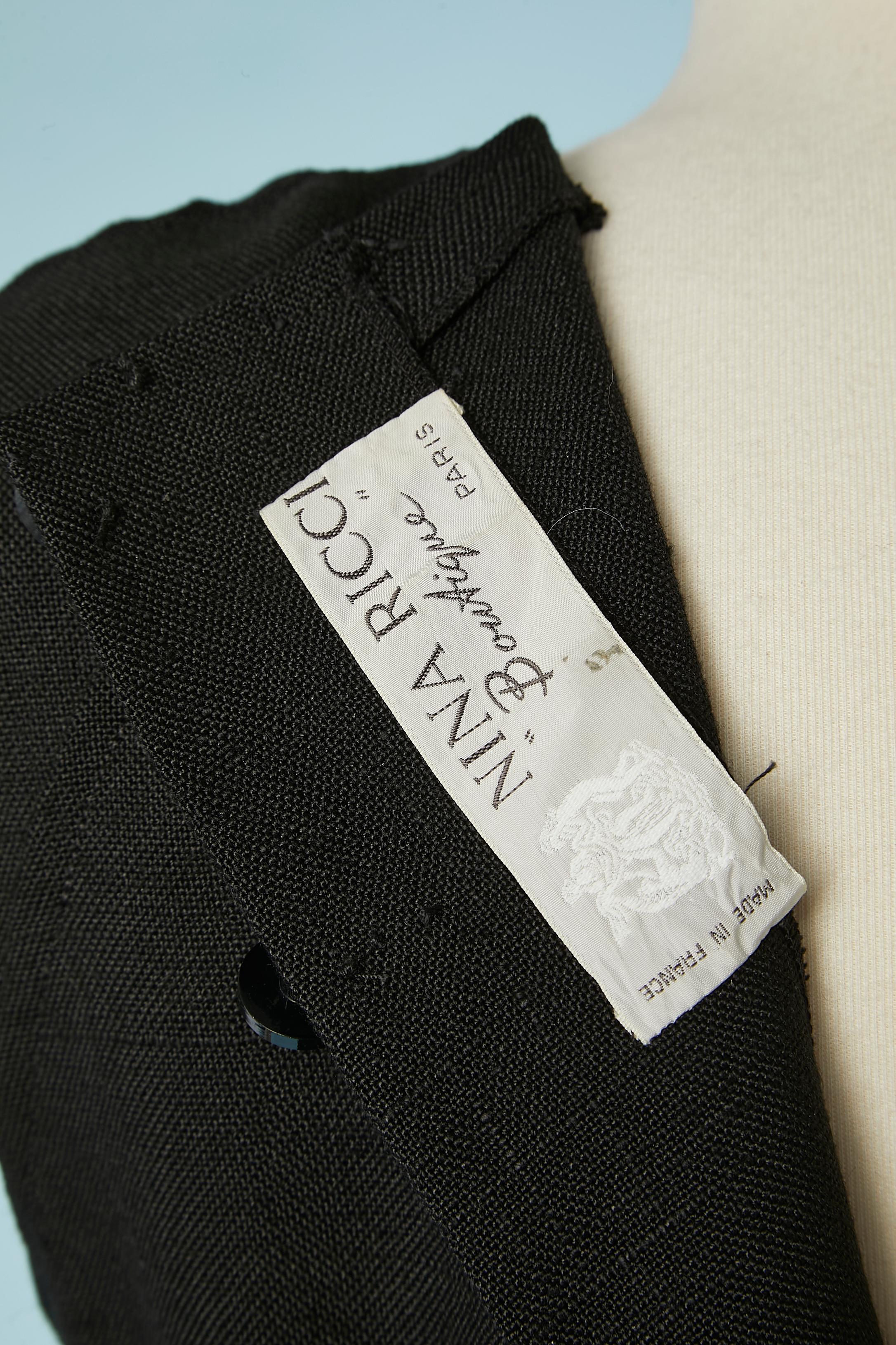Vestido de cóctel de rayón negro con lazo y lazo en los bolsillos Nina Ricci Boutique en venta 1