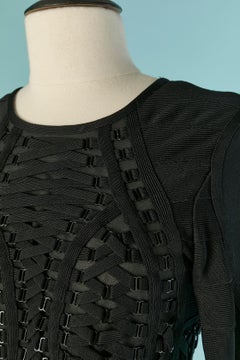 Black rayon dress with laces HERVE LEGER