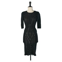 Black rayon dress with laces HERVE LEGER