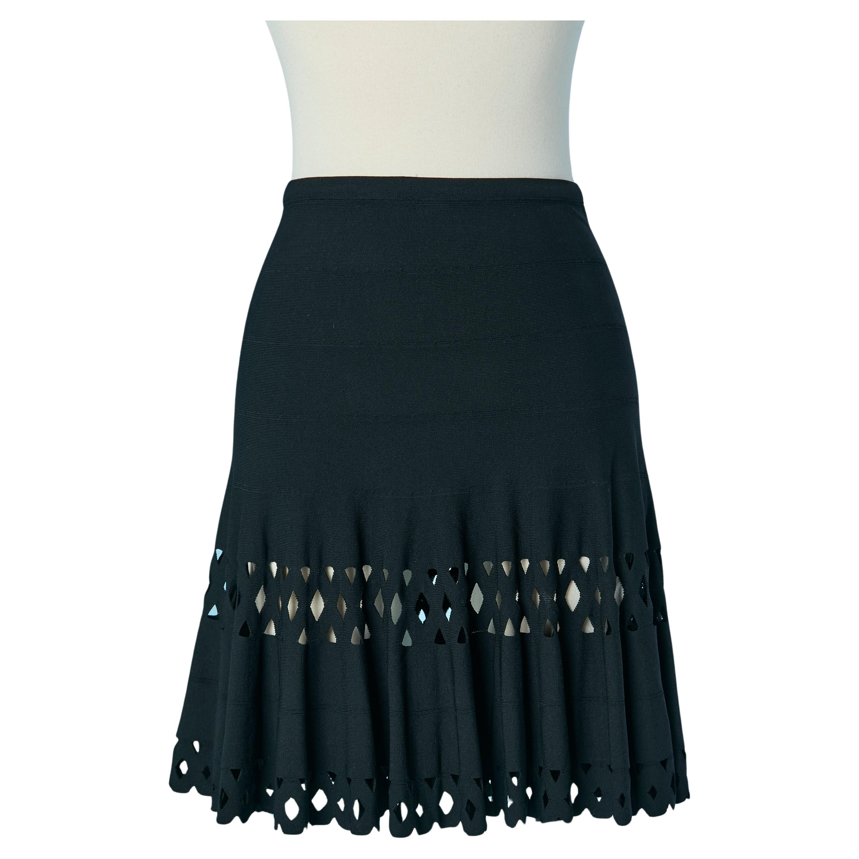Black rayon jacquard skirt ALAIA