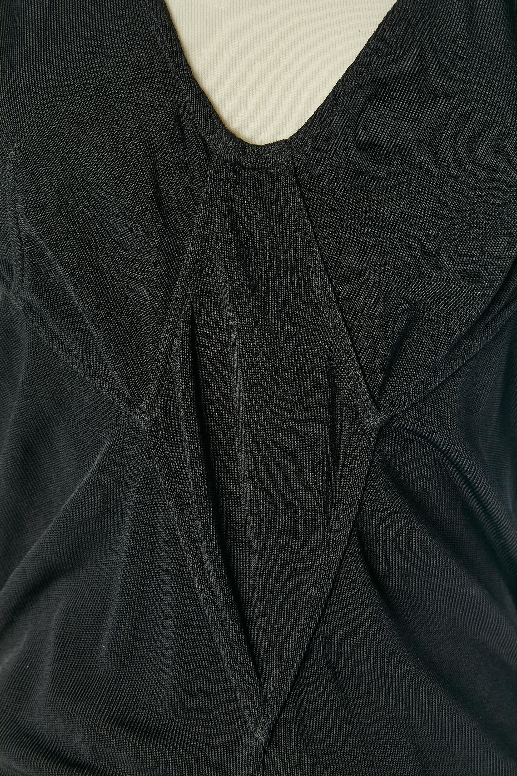 Black rayon jersey bodysuit ALAIA In Excellent Condition For Sale In Saint-Ouen-Sur-Seine, FR
