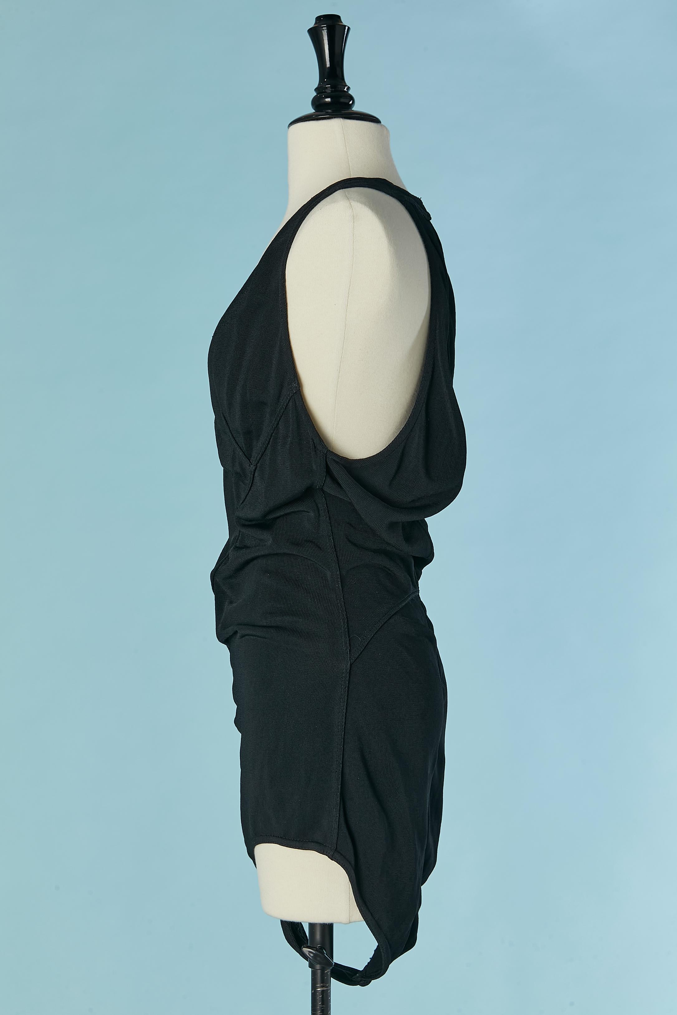 Black rayon jersey bodysuit ALAIA For Sale 1