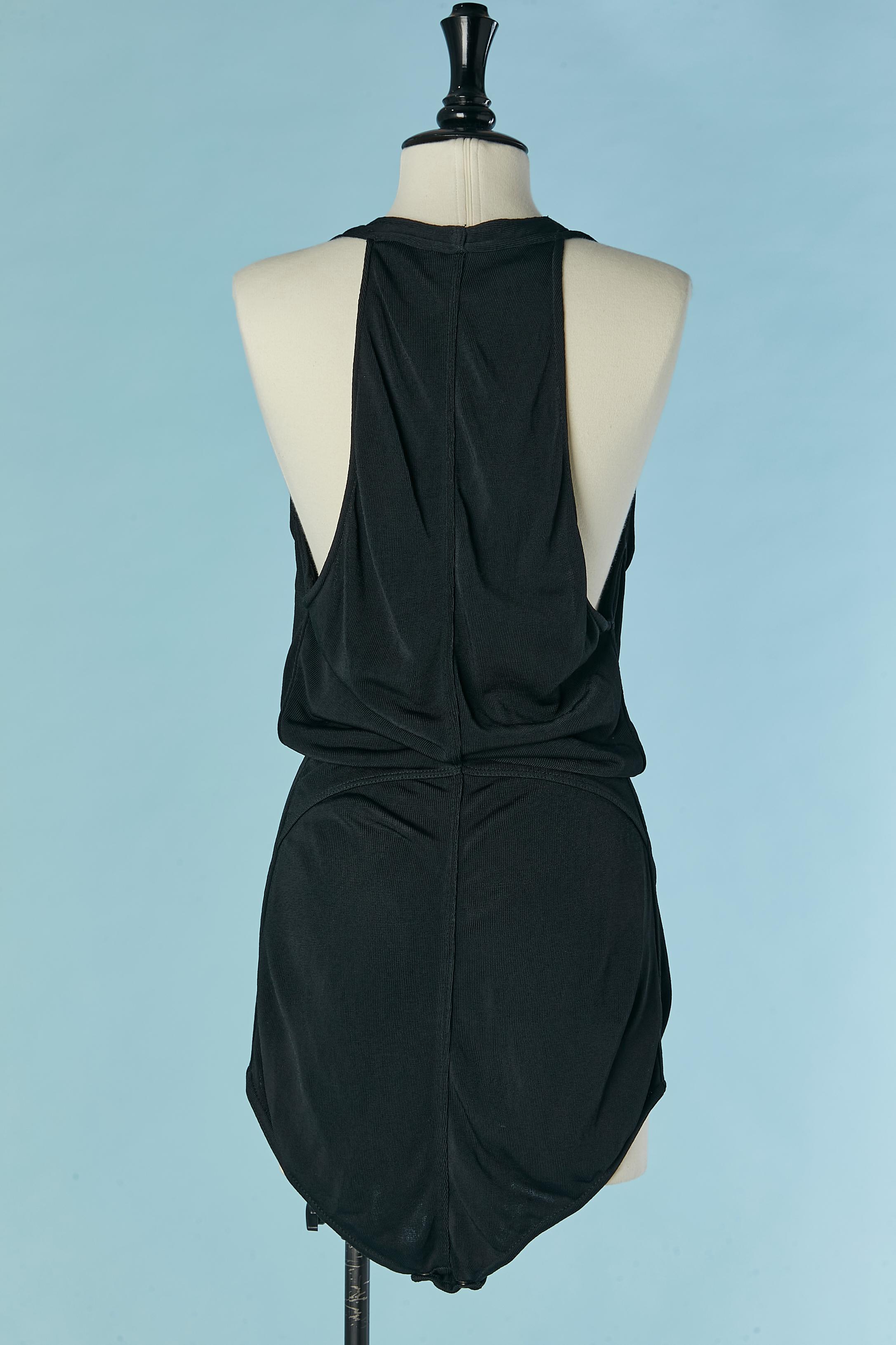 Black rayon jersey bodysuit ALAIA For Sale 2