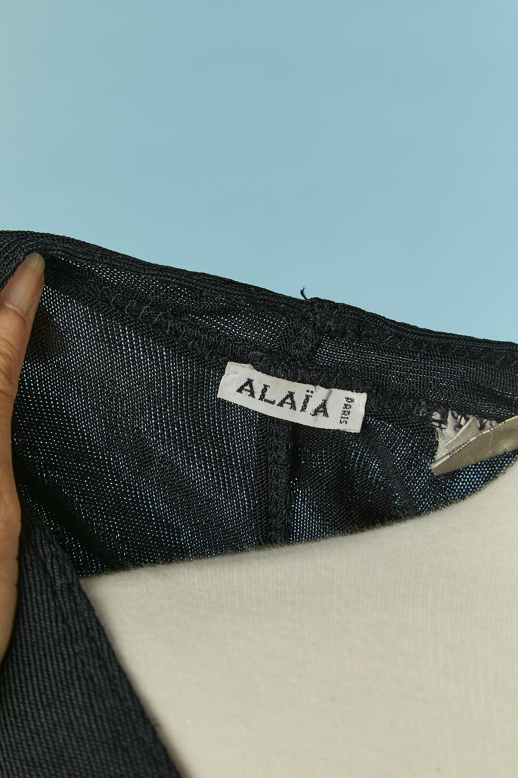 Black rayon jersey bodysuit ALAIA For Sale 3