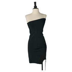Black rayon jersey bustier mini dress with laces ALEXANDRE VAUTHIER