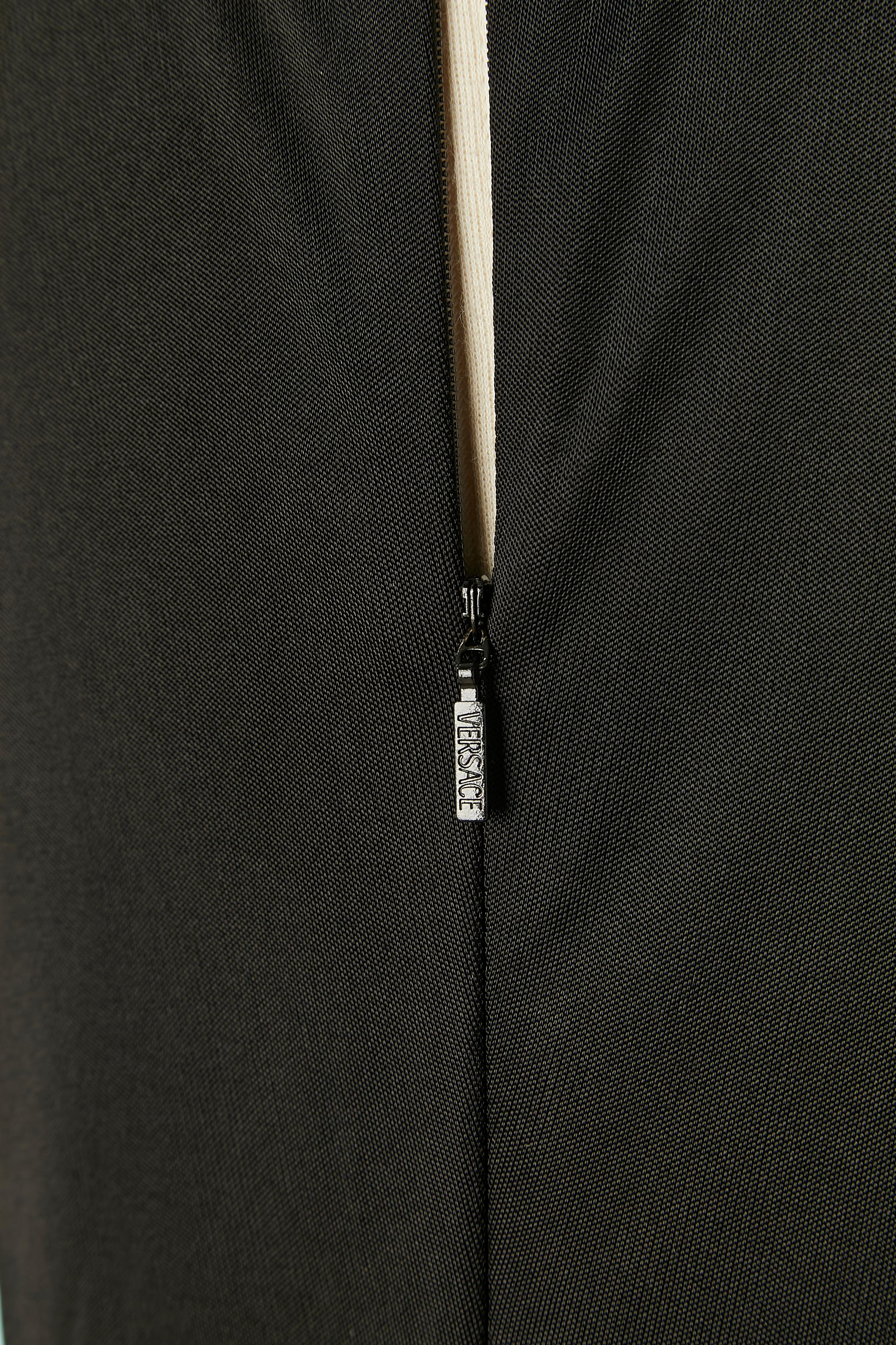 Black rayon jersey cocktail dress draped on the front VERSACE For Sale 2