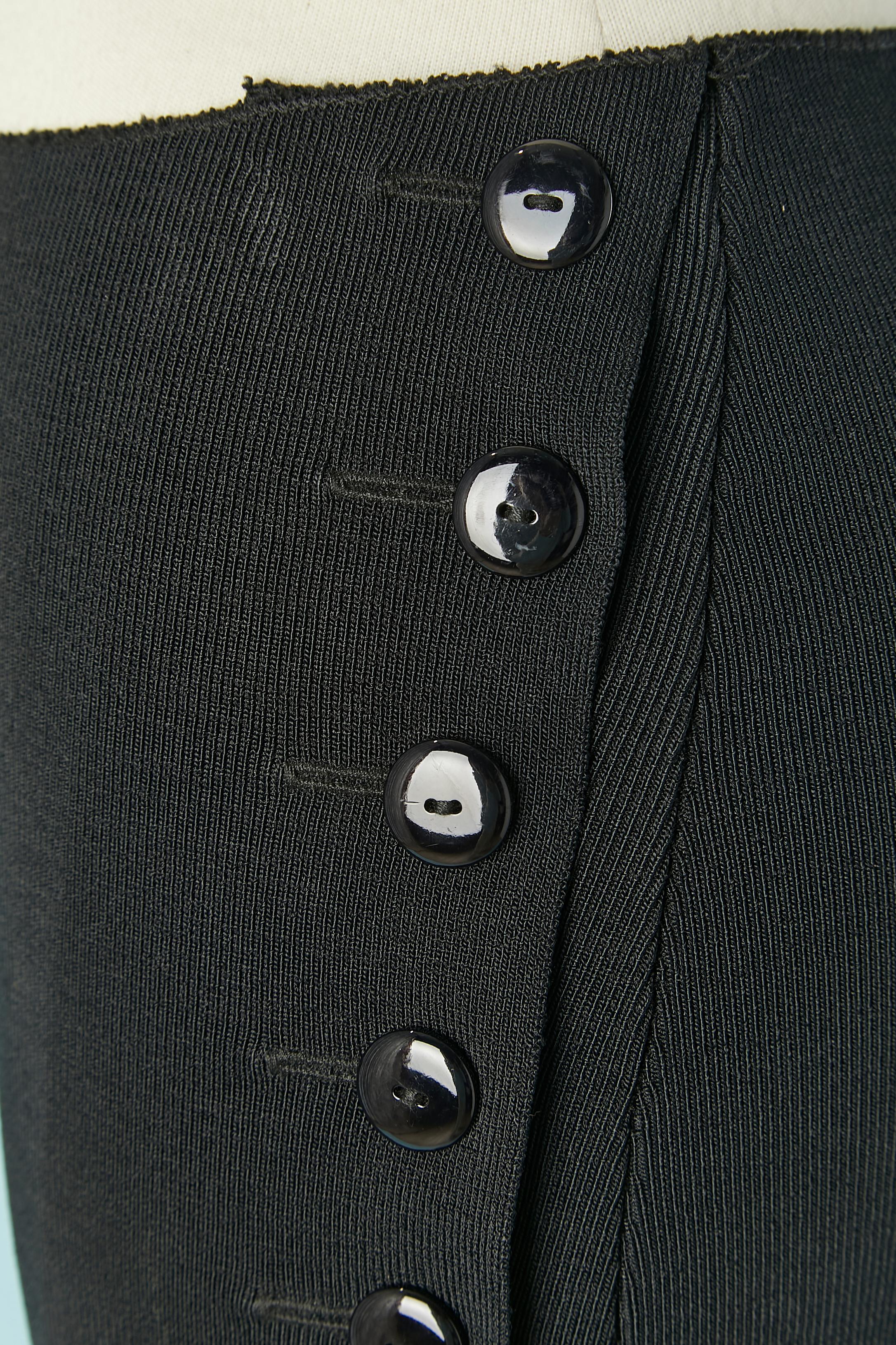 Black rayon jersey skirt with decorative buttons on the side Balenciaga LE DIX In Excellent Condition In Saint-Ouen-Sur-Seine, FR