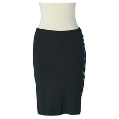 Gonna in jersey di rayon nero con bottoni decorativi laterali Balenciaga LE DIX