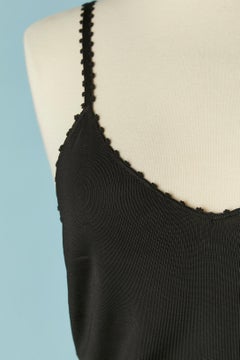 Black rayon jersey slip dress CHANEL