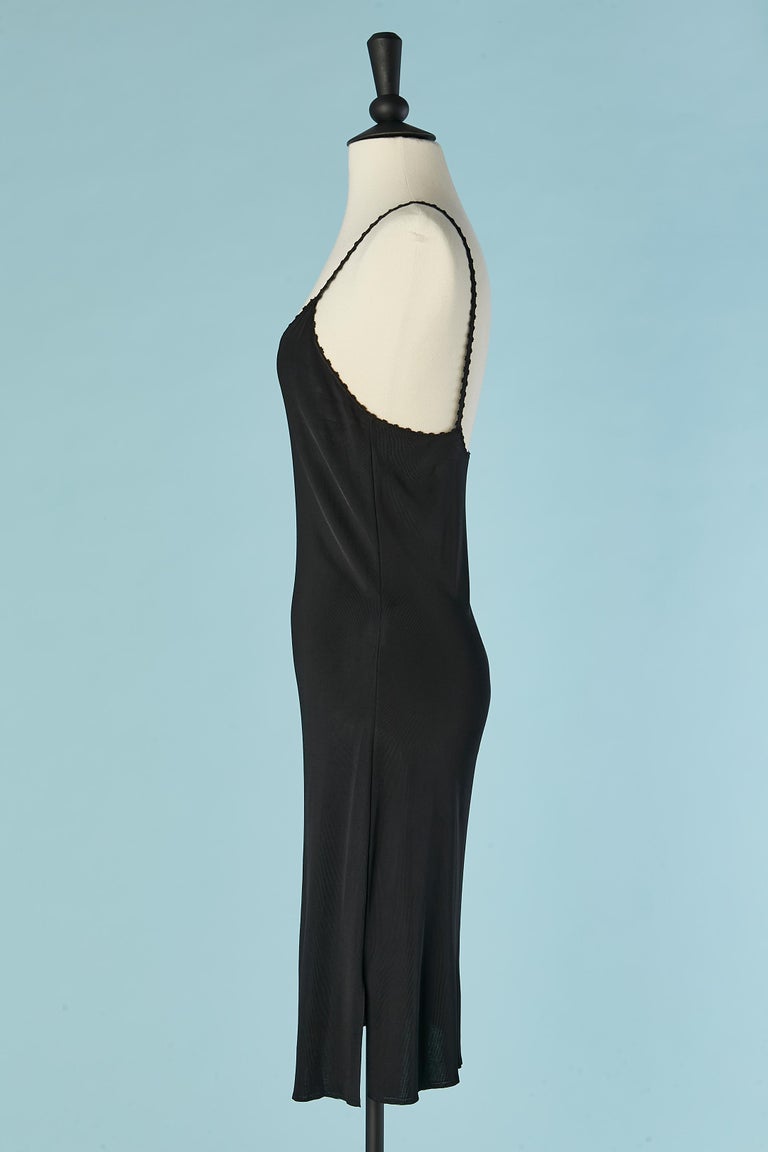 Black rayon jersey slip dress CHANEL For Sale at 1stDibs