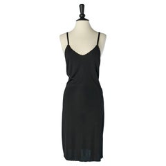 Black rayon jersey slip dress CHANEL