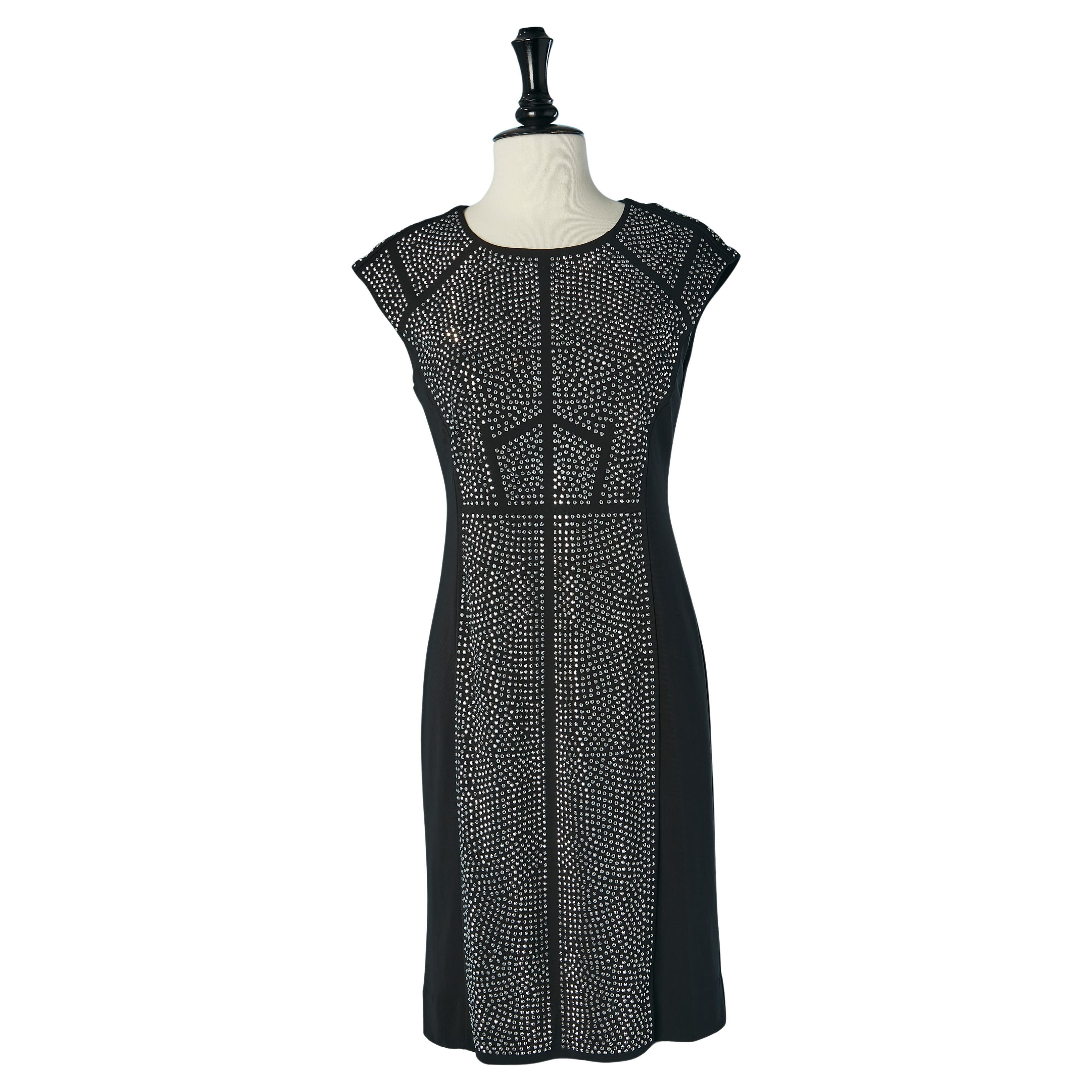 Jersey de rayonne noir avec ornementation de clous argentés ETCETERA en vente