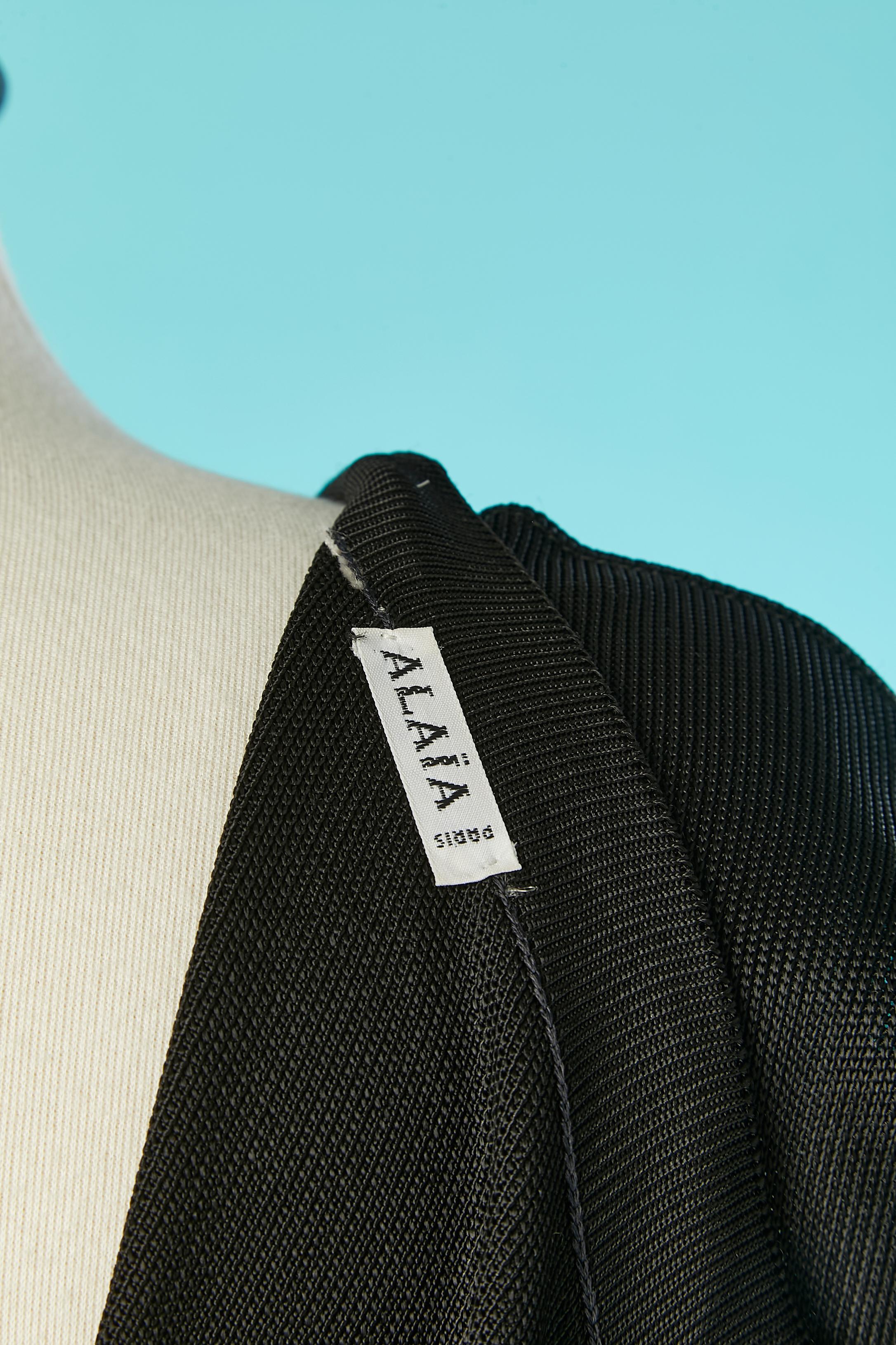 Vestido de cóctel de punto de rayón negro Alaïa en venta 5