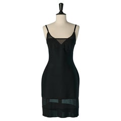 Black rayon knit cocktail dress HERVE LEGER