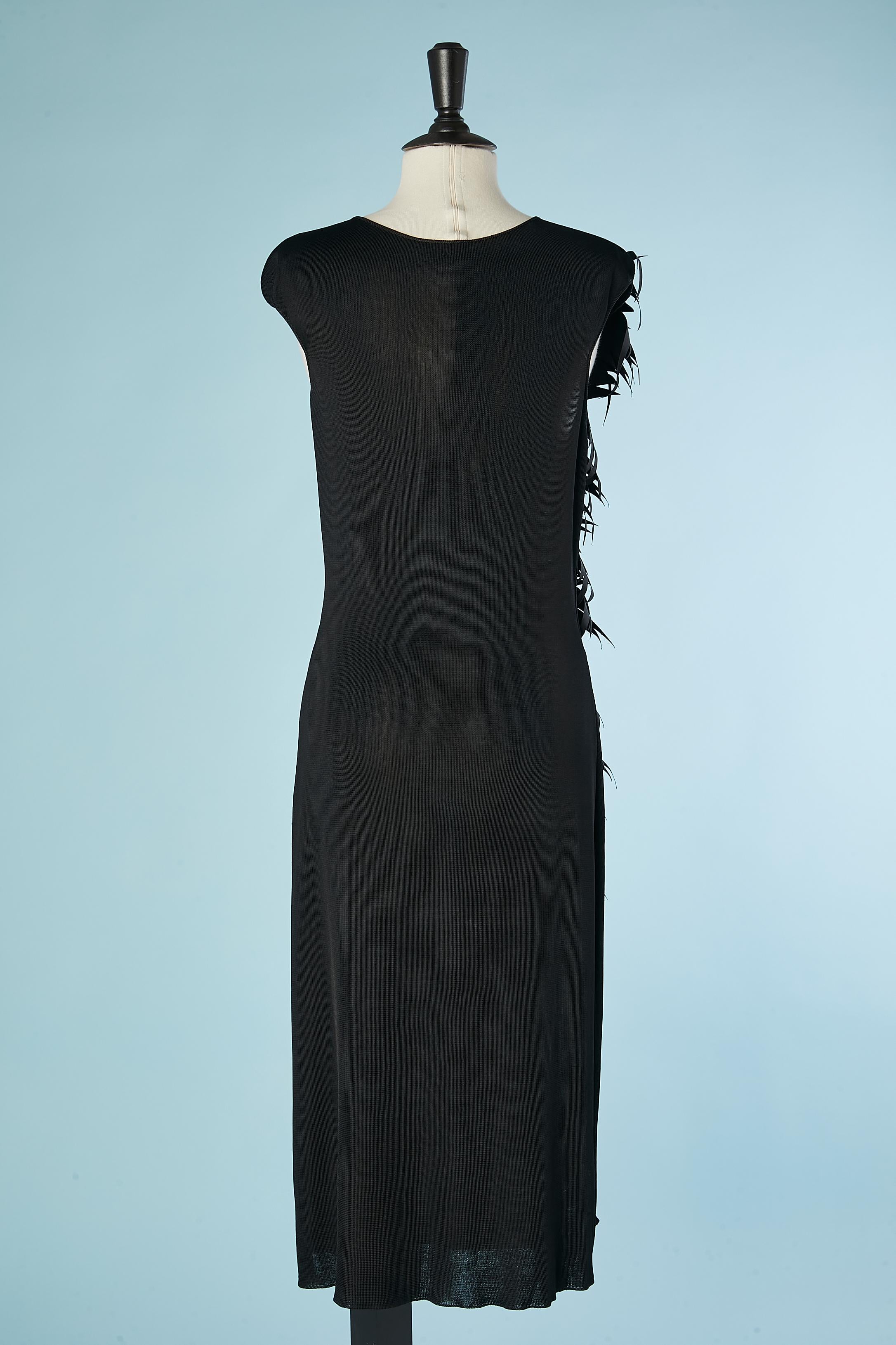 Thierry Mugler Couture - Robe de cocktail en maille de rayonne noire à flamme en satin noir  Pour femmes en vente