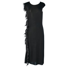 Schwarzes Cocktailkleid aus Viskose-Strick mit schwarzer Satin-Flammen von Thierry Mugler Couture