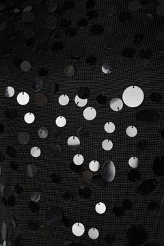 Black rayon knit dress covered with black PVC sequins
