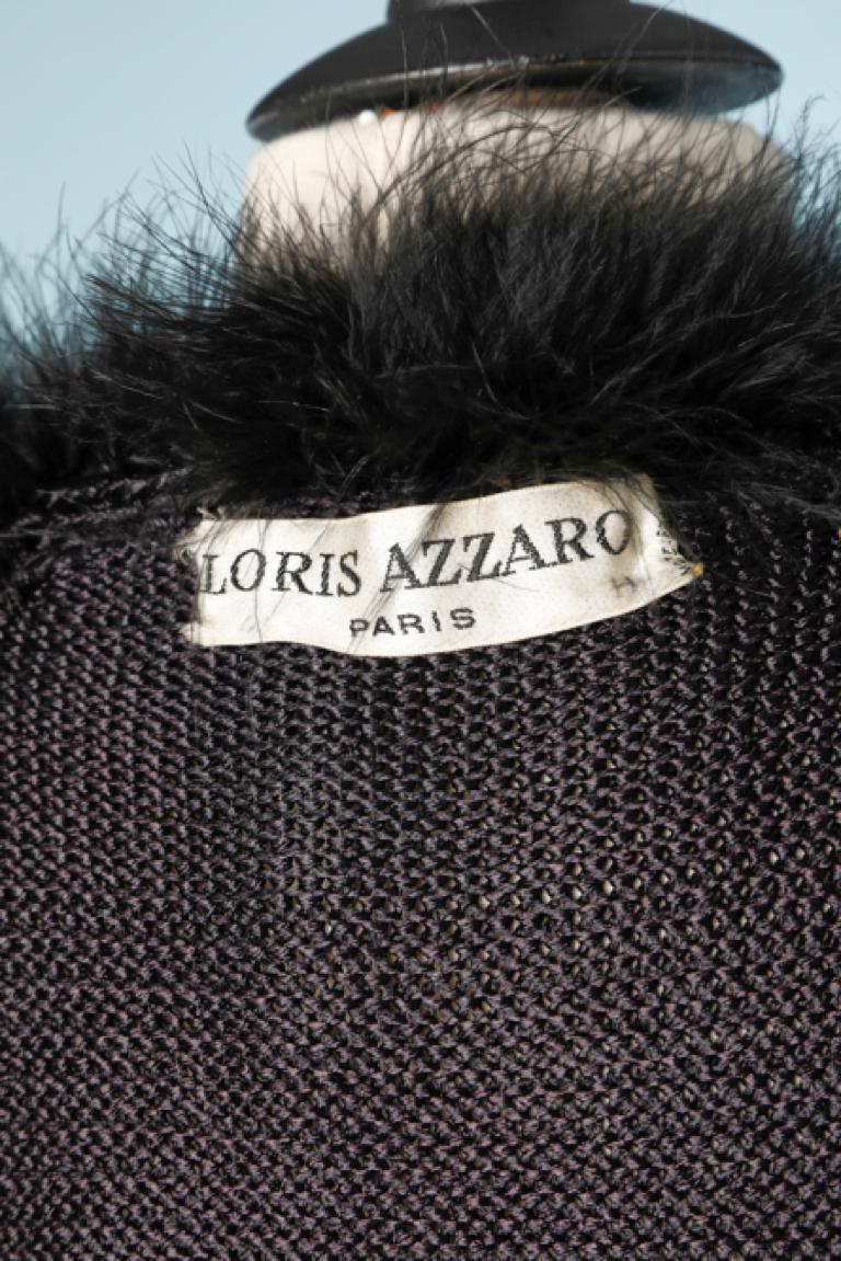  Black rayon knit ensemble with feathers edge Loris Azzaro  For Sale 3