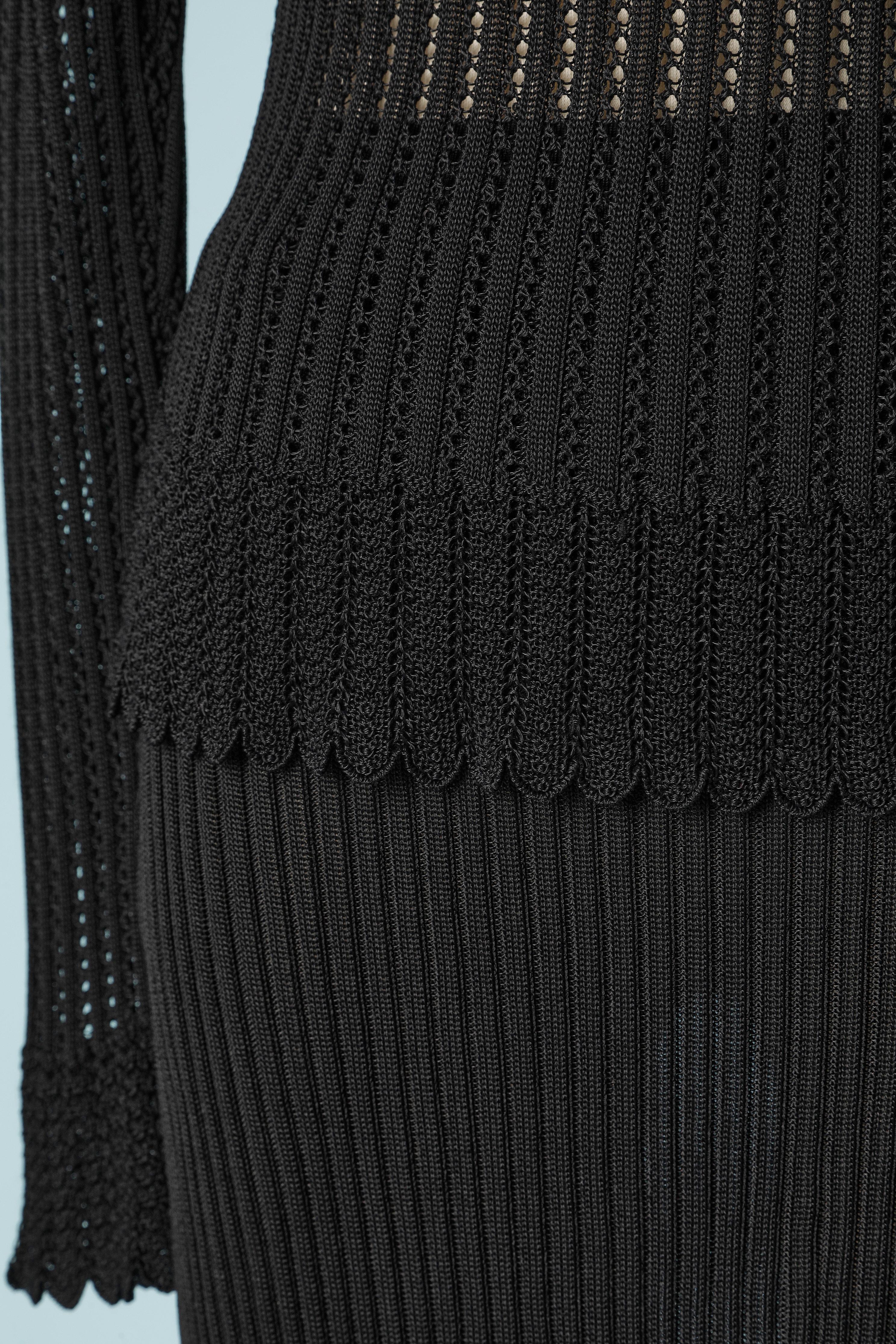 Black rayon knit ensemble YVES Saint LAURENT Variation In Excellent Condition In Saint-Ouen-Sur-Seine, FR