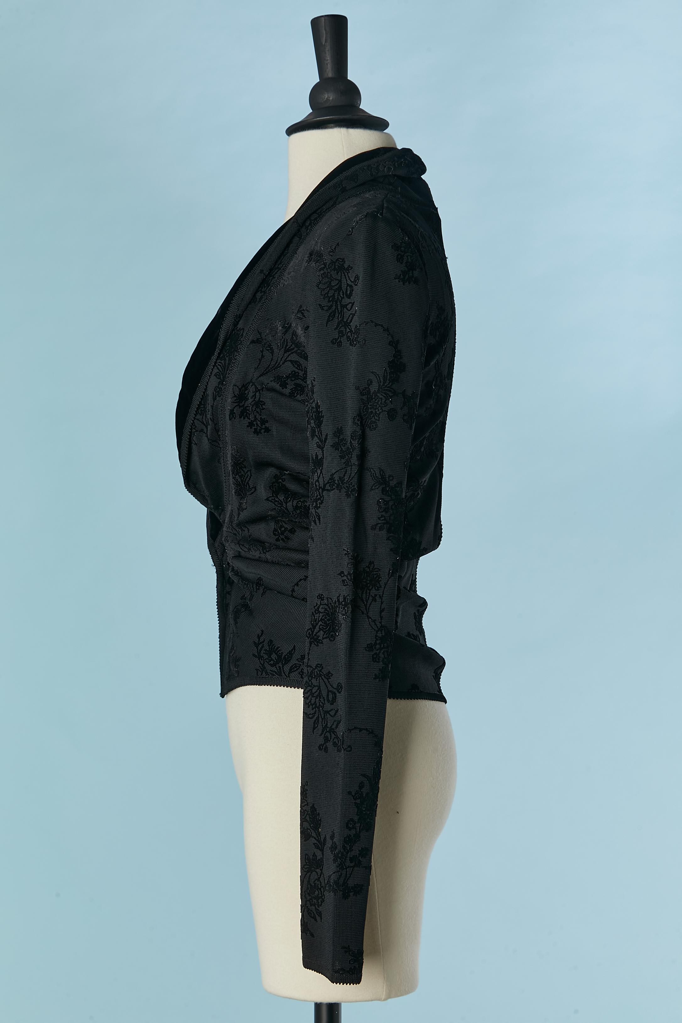 Women's Black rayon knit jacket with velvet pattern appliqué John Galliano  For Sale