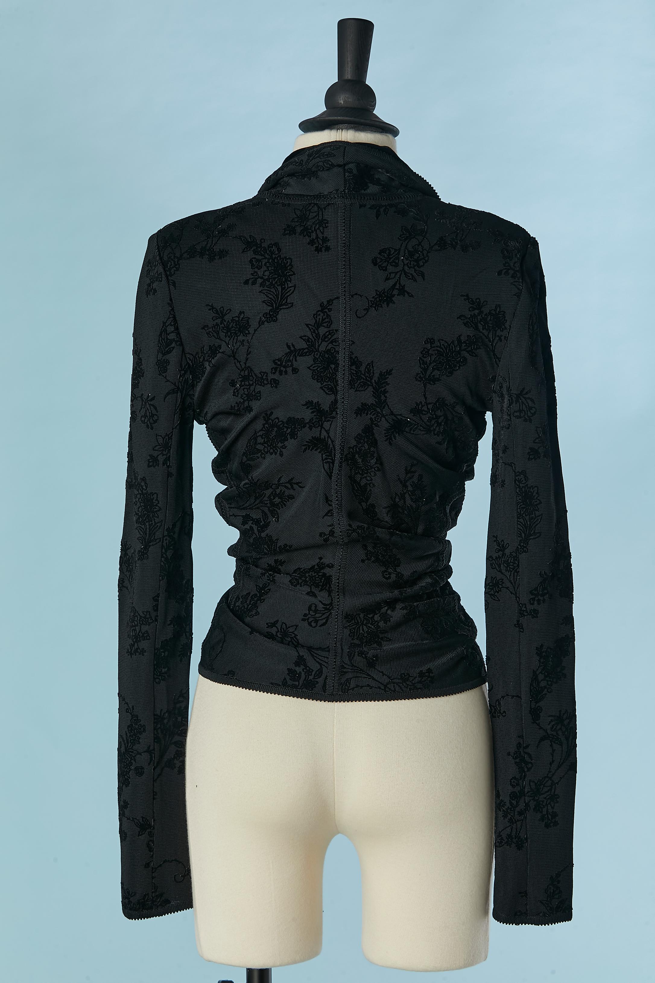 Veste en maille de rayonne noire avec application de motifs en velours John Galliano  en vente 1