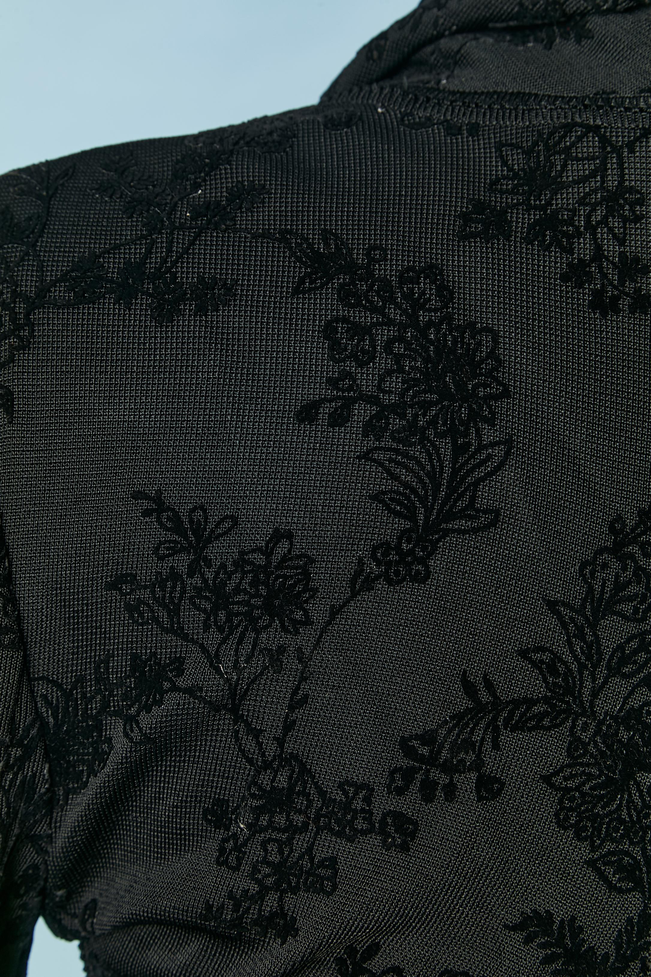 Veste en maille de rayonne noire avec application de motifs en velours John Galliano  en vente 2