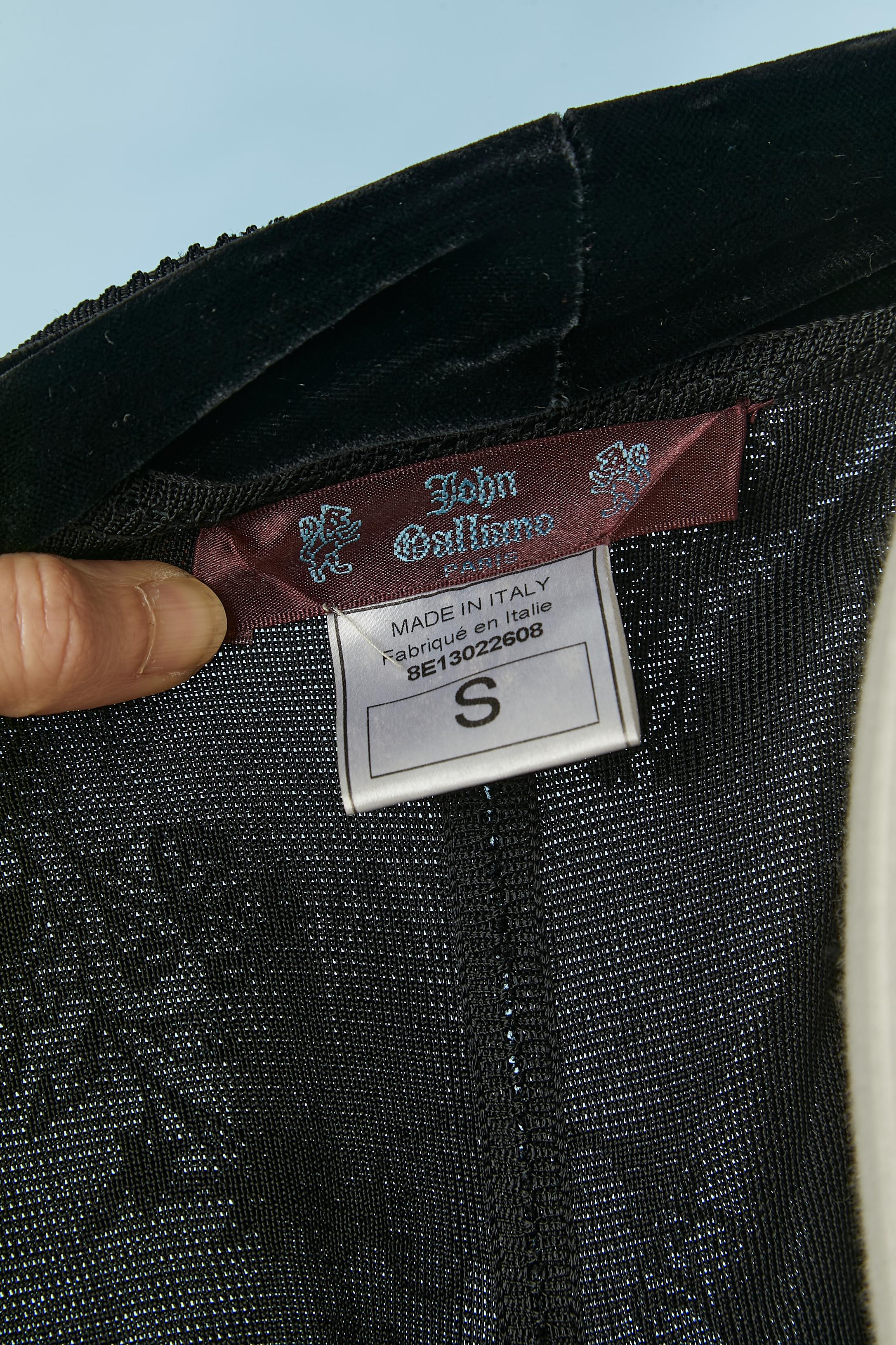 Veste en maille de rayonne noire avec application de motifs en velours John Galliano  en vente 3