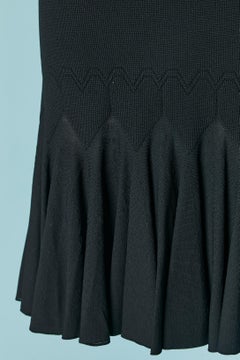 Black rayon knit jacquard skirt ALAIA