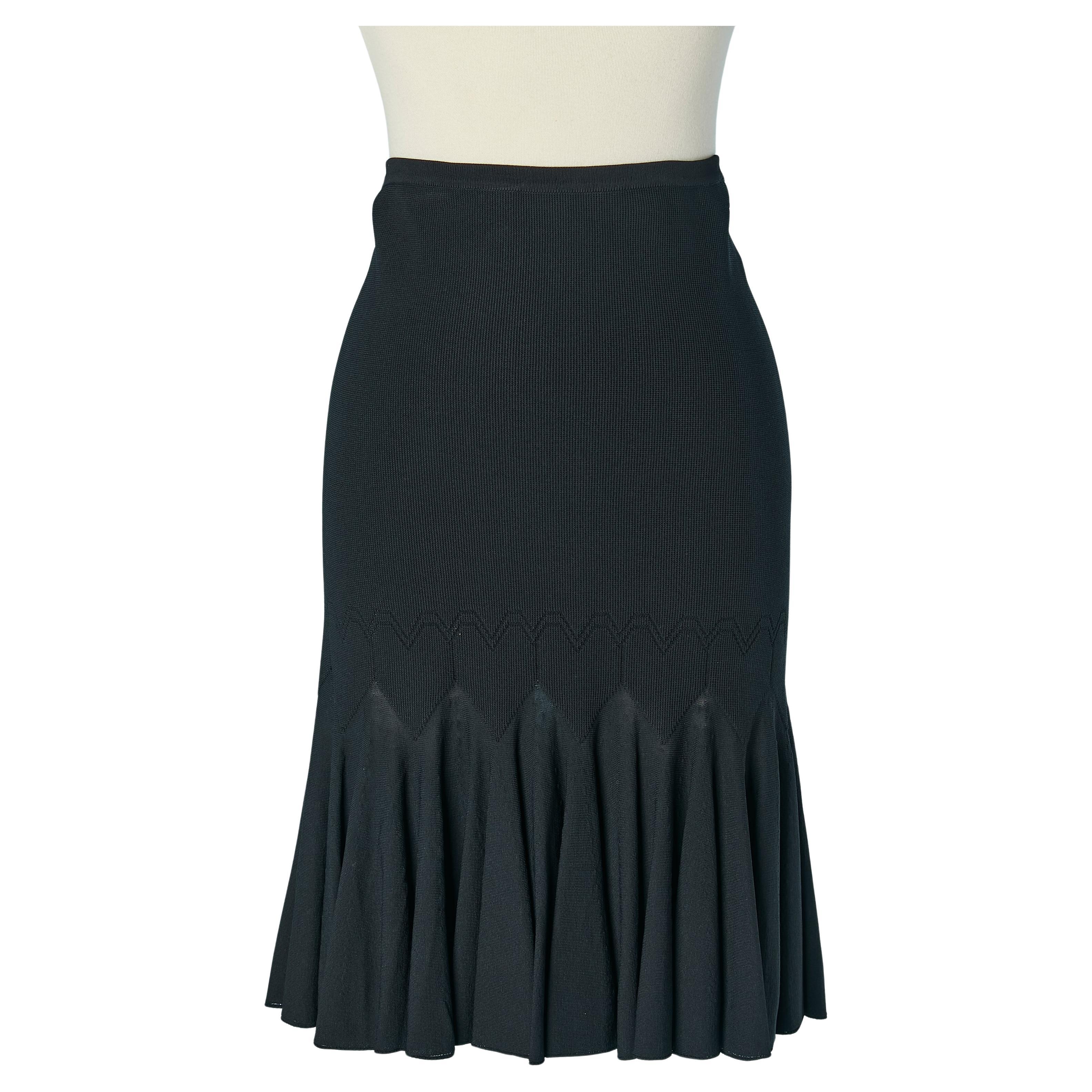 Jupe jacquard en maille de rayonne noire ALAIA en vente