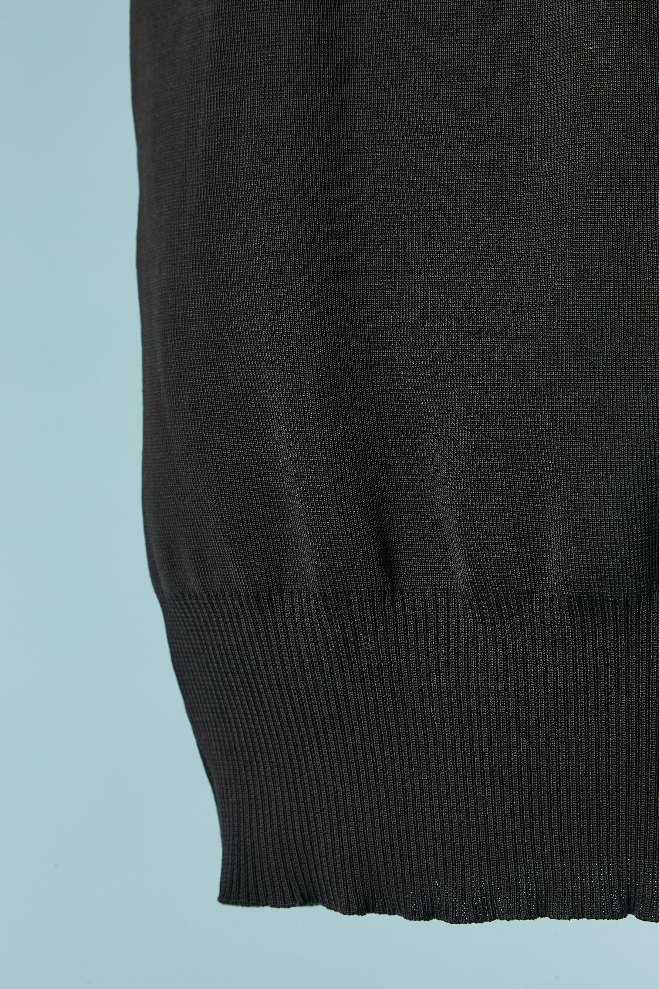 Black rayon knit slip dress with branded buttons on the back CHANEL Boutique In Excellent Condition For Sale In Saint-Ouen-Sur-Seine, FR