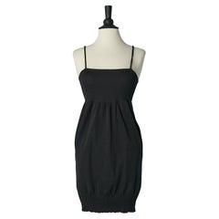 Schwarzes Slip-Kleid aus Viskose-Strick mit Markenknöpfen auf der Rückseite von CHANEL Boutique