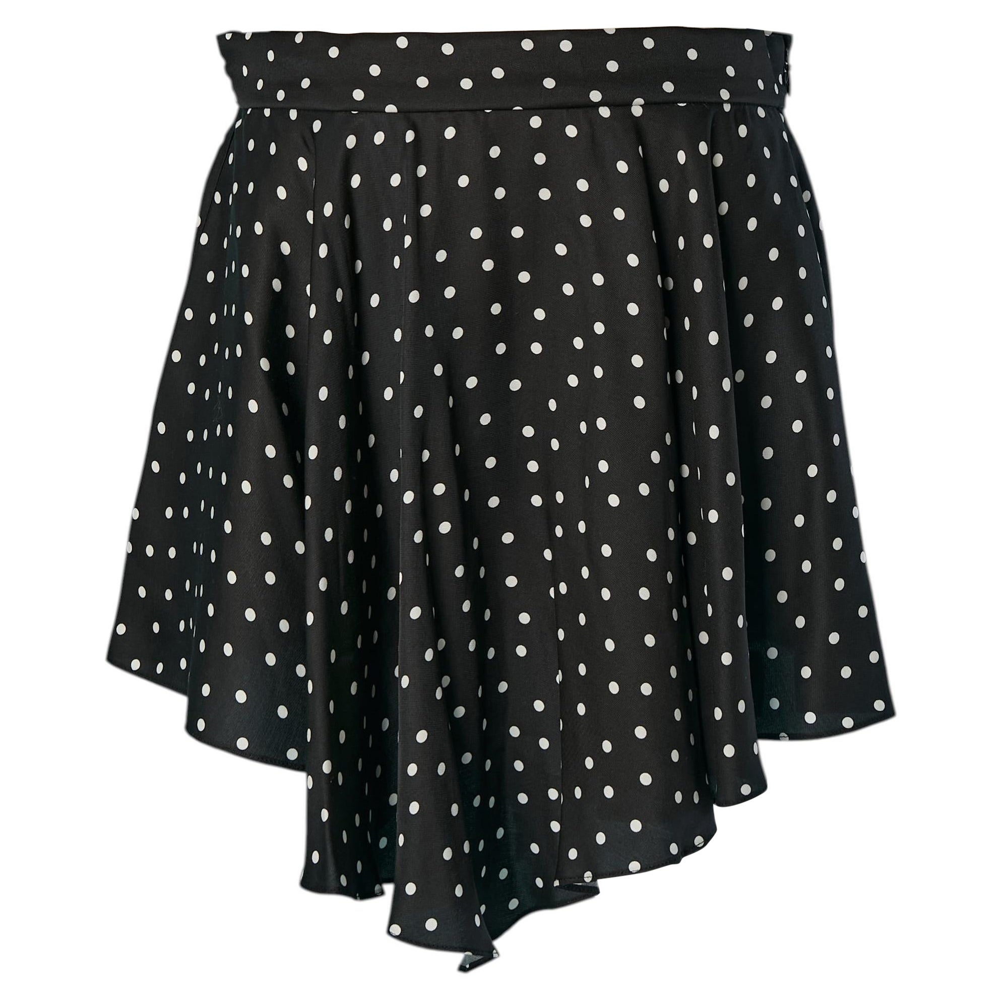 Black rayon skirt with white Polka dots ALEXANDRE VAUTHIER For Sale